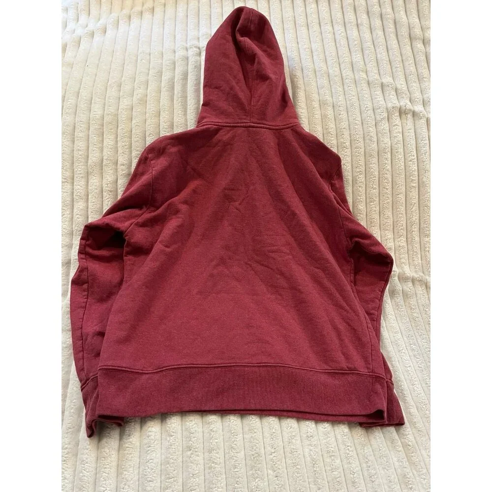 North Face Hoodie Sweater Mens Size Medium Long Sleeves Burgundy White Logo - Picture 3 of 4